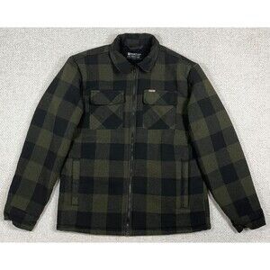Matix Jacket Sherpa Lined Men's M Green Black Plaid Full Zip Pockets Wool Blend